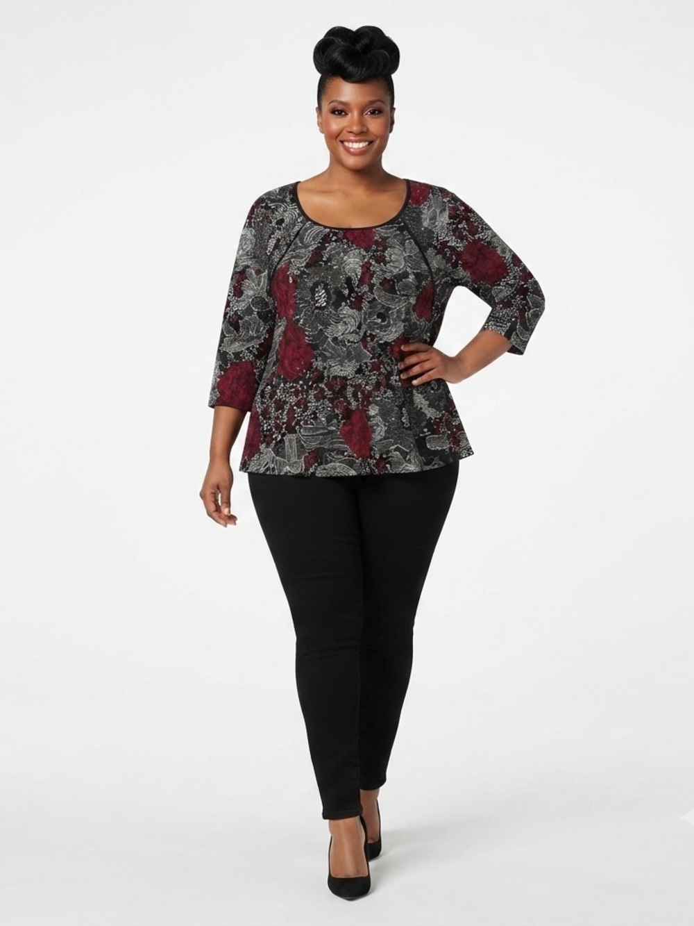 Jaclyn Smith Floral Print Blouse Plus Size 3X